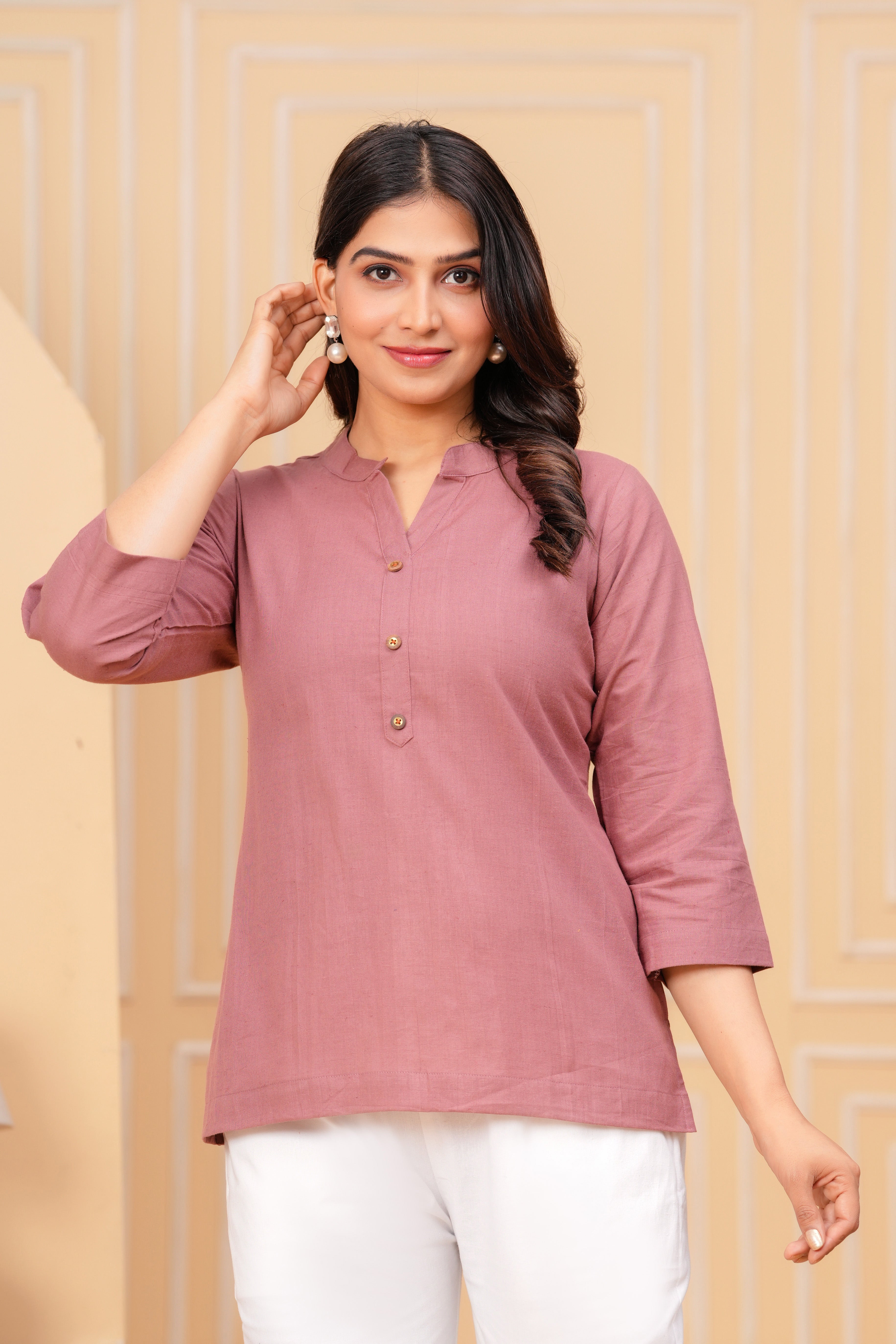Linen Solid Short Kurta